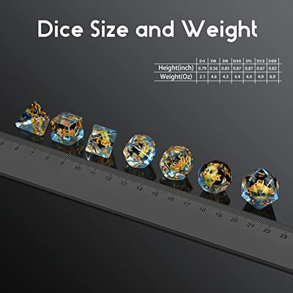 Fish DND Dice, DNDND 7PCS Resin Dice Set with Velvet Bag for Dungeons and Dragons D&D Role Playing Games and Tabletop Games （Fish DND Dice Set - color: Fish