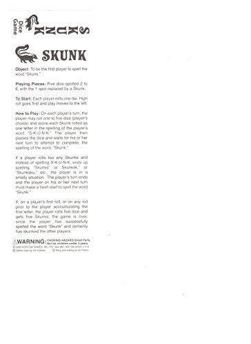 Koplow Games - Skunk Dice Game (5 Dice)