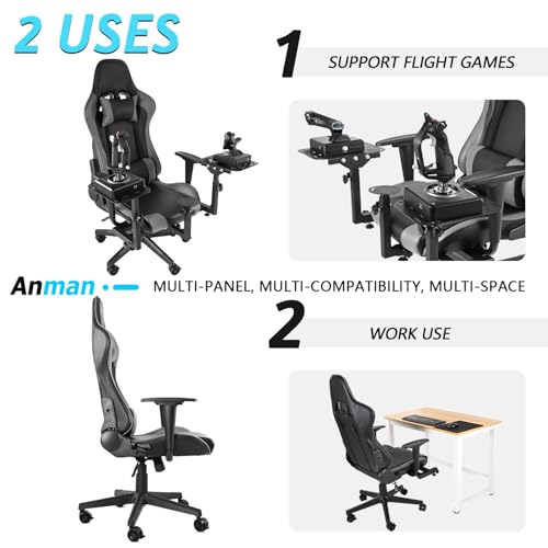 Anman Removable Flight Simulator Cockpit with Racing Seat Compatible with Logitech G25 G27 G920 G923,for Thrustmaster T300RS TX A10C Metal Warthog Gear,for Fanatec,Detachable Simulation Stand