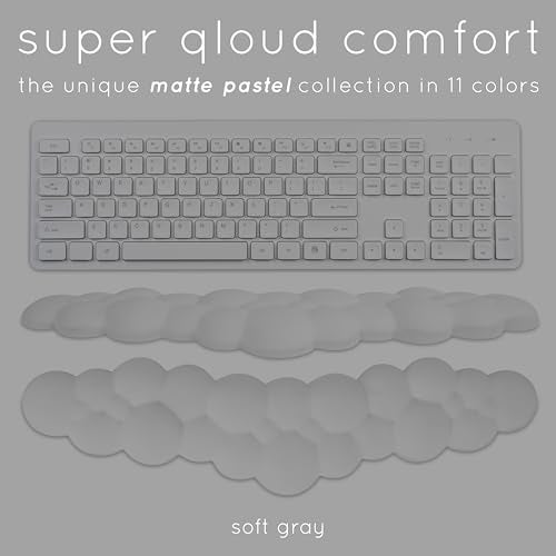Cloud Keyboard Wrist Rest – Create-ables Qloud Cloud Wrist Rest for Computer Keyboard and Mouse, Ergonomic Memory Foam Wrist Pad with Non-Slip Base, Includes Cloud Mouse Pad – Gray - color: 11 Soft Gray