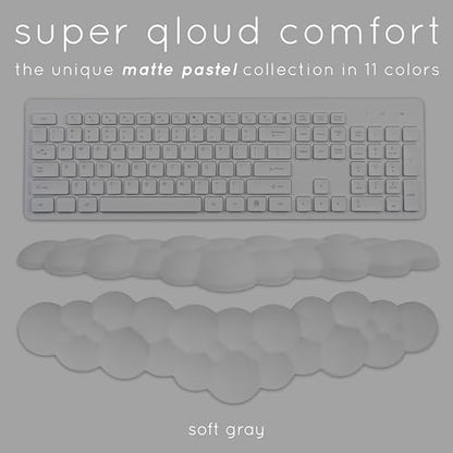 Cloud Keyboard Wrist Rest – Create-ables Qloud Cloud Wrist Rest for Computer Keyboard and Mouse, Ergonomic Memory Foam Wrist Pad with Non-Slip Base, Includes Cloud Mouse Pad – Gray - color: 11 Soft Gray