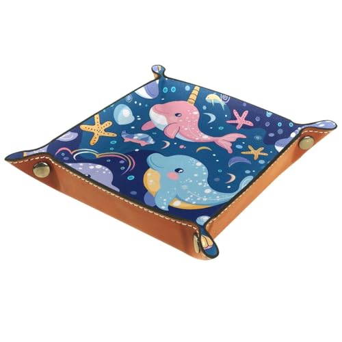 Dolphins Starfishes Dice Tray Dice Rolling Tray Folding Dice Holder for Dice Games, Like RPG, DND and Other Table Games - color: Multi 11