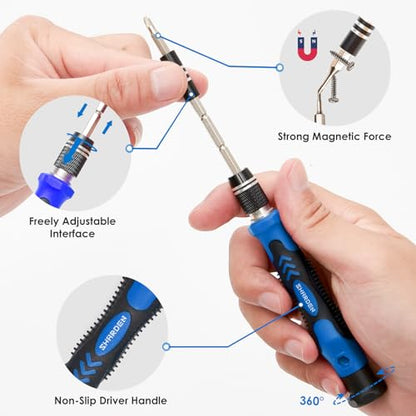122 in 1 Precision Screwdriver Set With CR-V Steel Bits(Blue) | Magnetic Repair Tool Kit with Case for Repair Computer, Phone, PC, Cellphone, Laptop, Game Console, Watch, Glasses etc - color: Blue