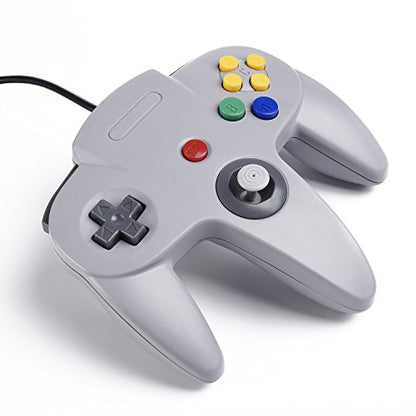 SAFFUN Classic N64 Controller, N64 Wired USB PC Game pad Joystick, N64 Bit USB Wired Game Stick Joy pad Controller for Windows PC MAC Linux Raspberry Pi 3 Sega Genesis Higan (Grey) - color: Wired Gray