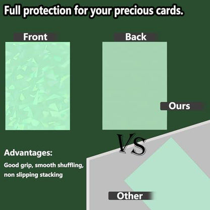 100 Count Mint Green Card Sleeve for Trading Cards, Perfect Fit Shiny MTG Card Sleeves, Holographic Card Sleeves Fit for Magic, Photocard, TCG, Baseball/Sports Cards, Game Card 66 * 91 mm - color: Mint Green