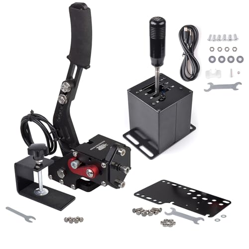CNRAQR PC USB Handbrake and Racing Game Simulator Shifter 6+R H Gear for Logitech G29/G27/G25 with Thrustmaster T300RS/GT - size: H Gear 6+R