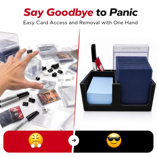 Card Ripping Station Caddy, Toploader Dispenser & Penny Sleeve Holder | One-Handed Top Loaders Penny Sleeves Card Saver Holder w/ Anti-Slip Base, Holds 60+ Toploaders & 400+ Sleeves - color: Card Ripping Station