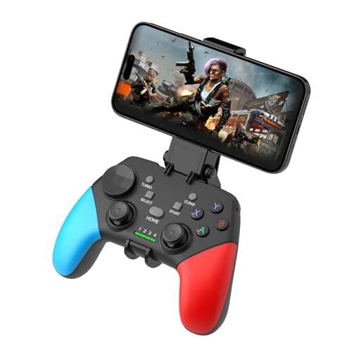 Joso Wireless Mobile Gaming Controller for iPhone, Android, iPad, Tablet, PC, Phone Controller with Phone Clip Supports Cloud Game, COD Mobile, Genshin Immpact, Remote Player Gamepad - color: Black+Blue+Red