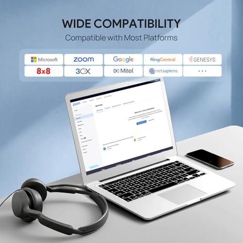 Yealink UH42 USB-C/A Wired Headset,AI Noise Cancelling Mic,in-Line Controls | Teams/Zoom Certified, Dual-Ear Headphones, Plug & Play for PC/Laptop/Phone,7ft Cable, Dynamic EQ, Call Center, Hybrid Work
