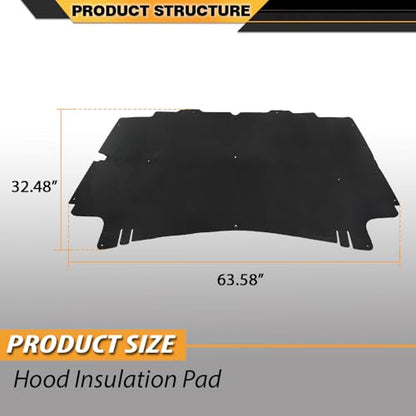 CNNELL Hood Insulation Pad 1/2" Heat Blanket with Clips Compatible with Dodge Ram 2500 3500 2002 2003 2004 2005 2006 2007 2008 2009, Black - style: 2002-2009 Dodge Ram 2500 3500