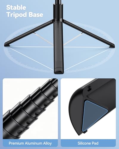 TECKNET 71" Selfie Stick Tripod for Phone with Light, Portable Extendable Cell Phone Tripod Stand with Wireless Remote and Phone Holder, with Wireless Remote Control for iPhone/Android/Camera - color: Light Black