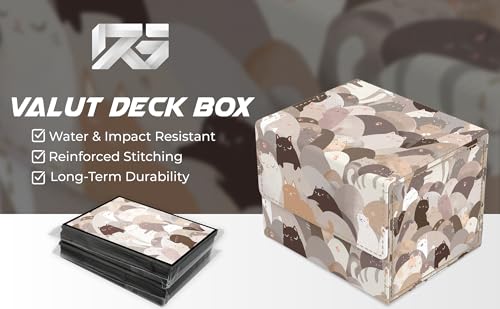 (Pastel Cats) 100% Hand-Drawn TCG/MTG 100+ Card Vault Deck Box - style: Pastel Cats