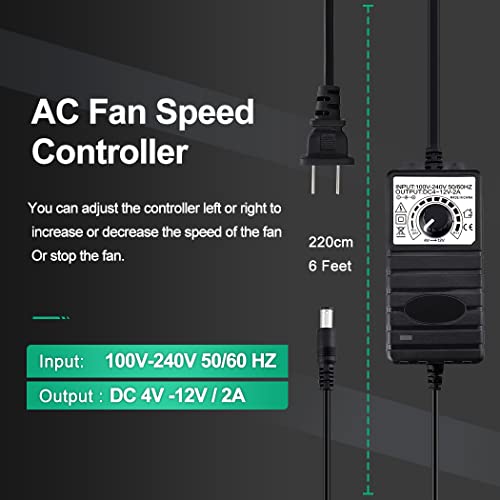 Wathai doorway corner fan for moving heat wood stove doorway air fan | Dual Ball AC 110V 240V 120mm x 38mm Muffin Fan with Variable Speed Controller for Fireplace, Network Cabinet - style: 1238