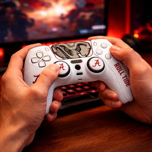 Silicone Gaming Cover Compatible with PS5 Controller - Officially Licensed University of Alabama Crimson Tide Away Design - color: Away-A1