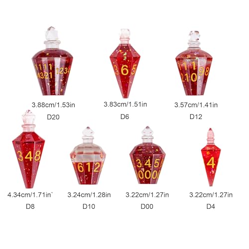 7PCS Potion DND Dice Set,Transparent Sharp Edge Dice Set D&D RPG Polyhedral Die,for Dungeons & Dragons, Pathfinder, and TTRPG Roleplaying Games (Red) - color: Red