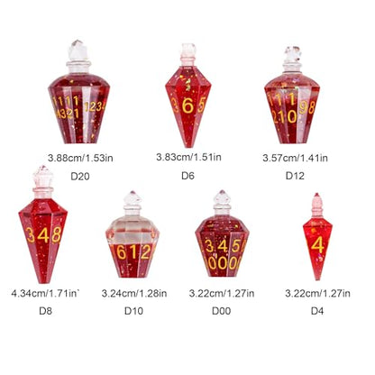 7PCS Potion DND Dice Set,Transparent Sharp Edge Dice Set D&D RPG Polyhedral Die,for Dungeons & Dragons, Pathfinder, and TTRPG Roleplaying Games (Red) - color: Red