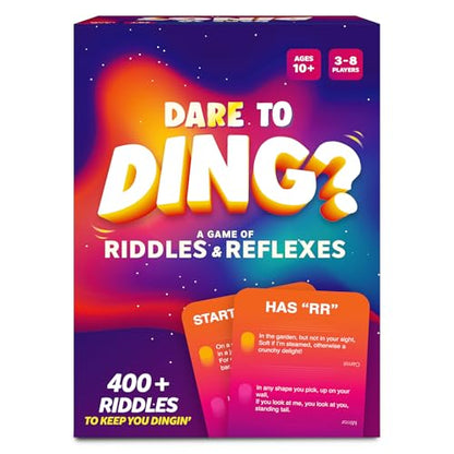 Dare to Ding – Game of Riddles & Reflexes, Guess the Riddle Game, 3 Levels | Fast-Paced Card Game, 450+ Riddles, Family-Friendly Game for Teens, Families & Adults, Gift for Ages 10 & Up, 3–8 Players