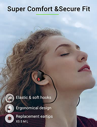 Bluetooth 5.3 Headphones, Wireless Sports In-Ear Earbuds IPX7 Waterproof | 16 Hours Playtime, Sweatproof Stereo Earphones with MIC, Noise Cancelling Headsets for Gym Running Workout, Clear Sound - color: BlackRed
