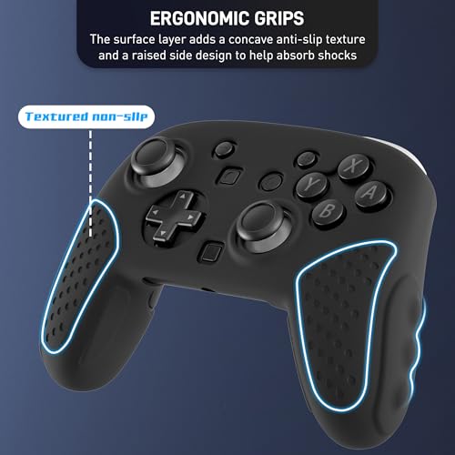 GLDRAM Switch 2 Pro Controller Clear Case, Remote Soft Silicone Protective Cover Skin, Scratch & Shockproof Durable Accessories for Nintendo Switch 2 Pro Controller - Black
