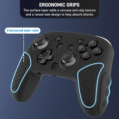 GLDRAM Switch 2 Pro Controller Clear Case, Remote Soft Silicone Protective Cover Skin, Scratch & Shockproof Durable Accessories for Nintendo Switch 2 Pro Controller - Black
