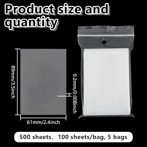 5 Pack 500 Sheets Clear Card Sleeves, Clear Soft Trading Card Sleeves Baseball Cards Protectors Compatible with Standard Sized Board Games for Game Cards