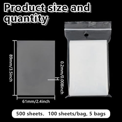 5 Pack 500 Sheets Clear Card Sleeves, Clear Soft Trading Card Sleeves Baseball Cards Protectors Compatible with Standard Sized Board Games for Game Cards