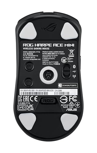 ASUS ROG Harpe Ace Mini Wireless Esports Gaming Mouse – Small Compact Design, Right-Handed, 49g Lightweight, Tri-Mode Connectivity, 36K DPI, up to 105Hr Battery, Pro-Approved, PC/Mac Support - Black - color: Black, style: Harpe Ace Mini