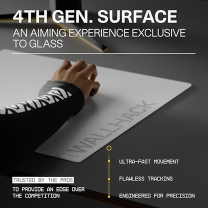 Wallhack SP-004A Glass Gaming Mouse Pad, Medium 15.4x17.7 in, White | Tempered Glass Mousepad For FPS & Esports, Compact Precision Surface With Smooth Tracking & Non-Slip 60A Silicone Base - color: SP-004A Compact | White