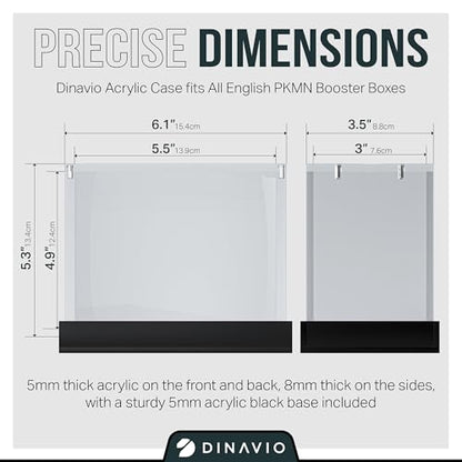 PKMN Booster Box Case Acrylic Display - Booster Box Protector Case - 8mm + 5mm Acrylic 5x3mm Magnets - Compatible with PKMN Booster Boxes (Black Base) - color: Black Base