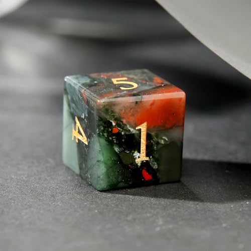 Blood Stone Crystal DND Dice Set 7 PCS Gemstone Suitable for Dungeons and Dragons for Polyhedral Dice for D & DRPG Games (Blood Stone) - color: Blood Stone