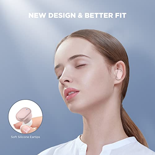 HTC True Wireless Earbuds 7 Bluetooth 5.3, Stereo Earphones 10mm Driver with Deep Bass, 40ms Ultra Low Latency for Gaming, Running - 22H Playtime/Touch Control/Game Modes/Built-in Mic - Pink - color: Pink