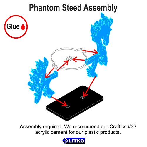 LITKO Phantom Steed Character Mount | Compatible with D&D & Pathfinder | Fluorescent blue acrylic phantom steed mount | 25x50mm base | 30mm platform for hero | Requires glue assembly - style: 25x50mm Base