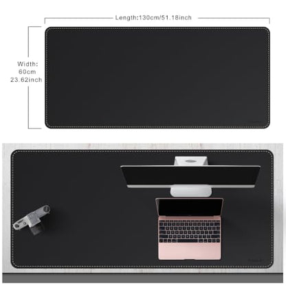 Mydours Large Desk Mat 51.2" x 23.6", PU Leather Surface for Smooth Mouse Control, Office Desk Blotter with Scratch-Resistant Design, Extended Gaming Surface Spacious Laptop Coverage (Black) - color: Black, size: 51.2" x 23.6"
