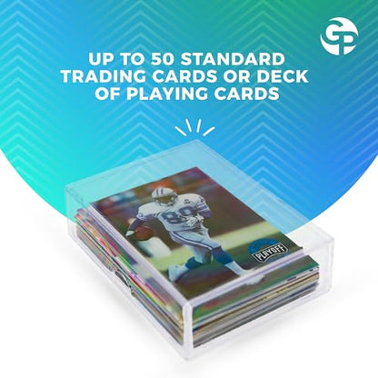 10-Pack Clear Acrylic Card Storage Boxes with Lids – Holds 52 Playing Cards or 50 Standard Trading Cards Each, Stackable Organizer for Sports & TCG Cards (Unsleeved) - size: 3 1/2" L x 2 1/2" W x 1" H, style: 10.0