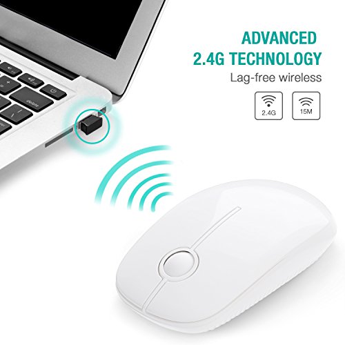 VssoPlor Wireless Mouse, 2.4G Slim Computer Laptop Mouse, Pure White | Portable Mouse, Plug & Play USB Nano Receiver, Quiet Silent Optical Mice for Notebook, PC, Laptop, Computer, Windows, Mac - color: White