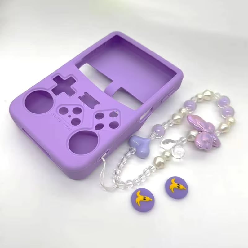 Silicone Case for R36S Handheld Game Console Protective Case with Lanyard Button Cover Accessory for Gift (Purple) - color: purple