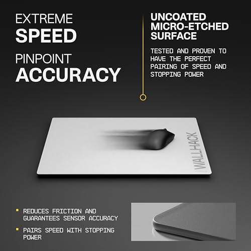 Wallhack SP-004A Glass Gaming Mouse Pad, Medium 15.4x17.7 in, White | Tempered Glass Mousepad For FPS & Esports, Compact Precision Surface With Smooth Tracking & Non-Slip 60A Silicone Base - color: SP-004A Compact | White