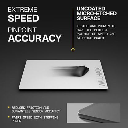 Wallhack SP-004A Glass Gaming Mouse Pad, Medium 15.4x17.7 in, White | Tempered Glass Mousepad For FPS & Esports, Compact Precision Surface With Smooth Tracking & Non-Slip 60A Silicone Base - color: SP-004A Compact | White