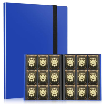 Card Binder, EDUDIIU 9 Pockets Premium Trading Card Binders, Cards Collection Binder Album, Side Loading Yugioh Holder Book for Sport, Football, Baseball Collector - Dard Blue - color: Dark Blue