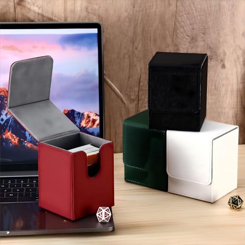 Yookeer 4 Pieces Leather Deck Card Boxes Cards Deck Game Box for Collectible Playing Card Box Compatible with MTG Commander(Black, White, Red, Green,Vertical) - color: Black, White, Red, Green, style: Vertical