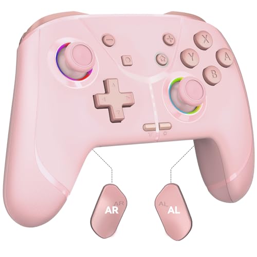 GMBACK Wireless Switch 2 Pro Controller with Loop Macro & Home Wake Up | Turbo Gaming Controller for Nintendo Switch 2/Switch 1/Lite/OLED with HD Rumble, Motion Control, Turbo, 800mAh, Pink - color: Light Pink
