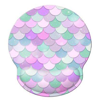 Ergonomic Memory Foam Wrist Support Mouse Pad Comfortable Padded Wrist Mousepads 9in X10in Pain Relief Desktop Mouse Mat (Candy Mermaid Foam) - color: Candy Mermaid Foam
