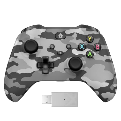 GMVOX Wireless Controller for X-BOX, With 2.4g Adapter,Gaming Controller Support Turbo/3.5MM Audio Jack/Dual Vibration, Controller Compatible with X-BOX One/ One S/X, X-BOX Series S/X, PC, IOS, Android Platforms - color: white grey
