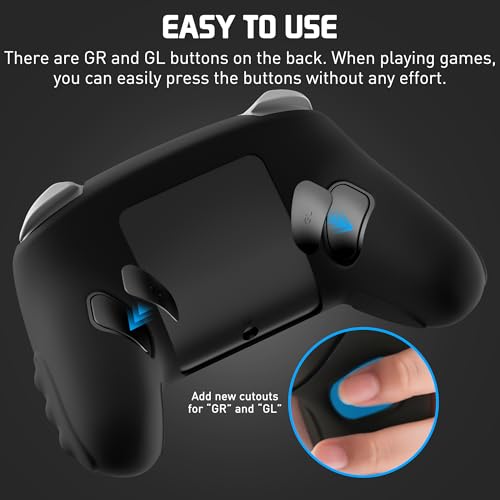 RHOTALL Silicone Cover Skin for Nintendo Switch 2 Pro Controller, Ergonomic Soft Anti-Slip Controller Grip Protector, Comfortable Case Design - Black - color: black