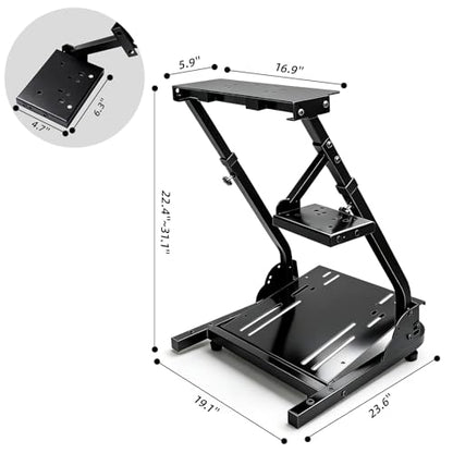 Racing Wheel Stand -Height Adjustable and Foldable Steering Wheel Stand with Gear Shifter Mount, a Durable Sim Racing Cockpit Base Fully Compatible with Logitech G25, G27, G29, G920, and G923 Wheels for an Immersive Racing Simulator Cockpit Experience