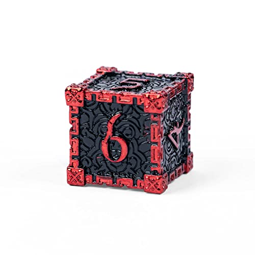 Cusdie 7Pcs Metal Dice with Metal Box, Dagger Design Polyhedral DND Dice Set, for Role Playing Game D&D Dice (Black with Red Font) - color: Black With Red Font
