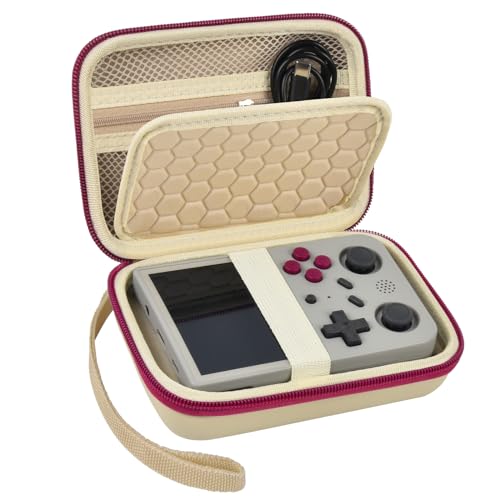 PAIYULE Travel Case Compatible with RG353V/ RG353VS/ R36S Retro Handheld Game Console, Handheld Emulator Storage Holder Organizer, Android Game Console Carrying Bag (Box Only) (Beige) - color: Beige, style: For R36s