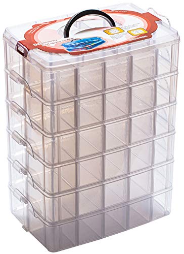 Sooyee 6 Layers Stackable Storage Container Clear 60 Adjustable Compartments, Compatible with Small Toys Arts and Crafts Piping Tips Hardware Storage Organizer - color: Clear, size: 6 Tier