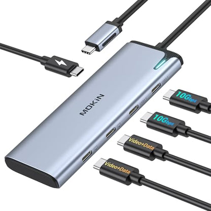 MOKiN USB C Dual Monitor Hub with 2 DP,100W PD for Laptops/Monitors | USB C Splitter/DP Alt Mode Video Output/PD 3.0 100W Charging Port/10Gbps USB 3.1/2 monitors for office,gaming