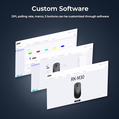 RK ROYAL KLUDGE RK M30 Wireless Gaming Mouse, 24000 DPI, 43g Ultra-Lightweight, PAW3311 Sensor, 2.4G/Bluetooth/USB-C Rechargeable Wireless Mouse with 5 Programmable Buttons for PC/Mac, White - color: white
